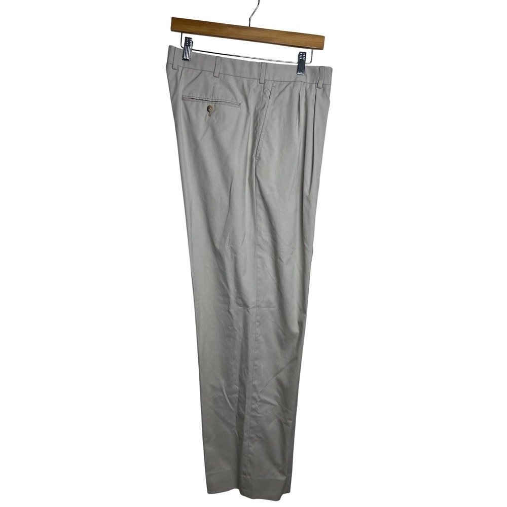 346 Brooks Brothers Chino Pants Mens 40x32 Lt. Khaki Pleated Straight Pants A38